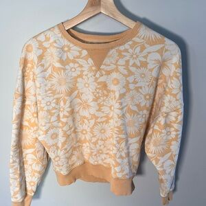 American Eagle Outfitters Floral Sweatshirt Yellow White Crewneck Women XS